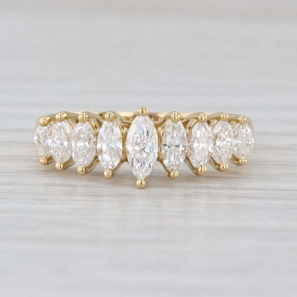 1ctw Marquise Rooftop Diamond Ring 18k Gold Size 8.25 Anniversary Stackable