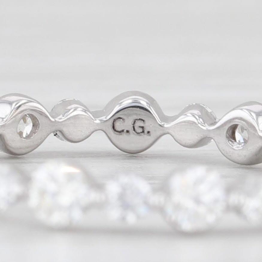 Light Gray 0.94ctw Diamond Eternity Band 14k White Gold Wedding Ring Size 6.25 Stackable