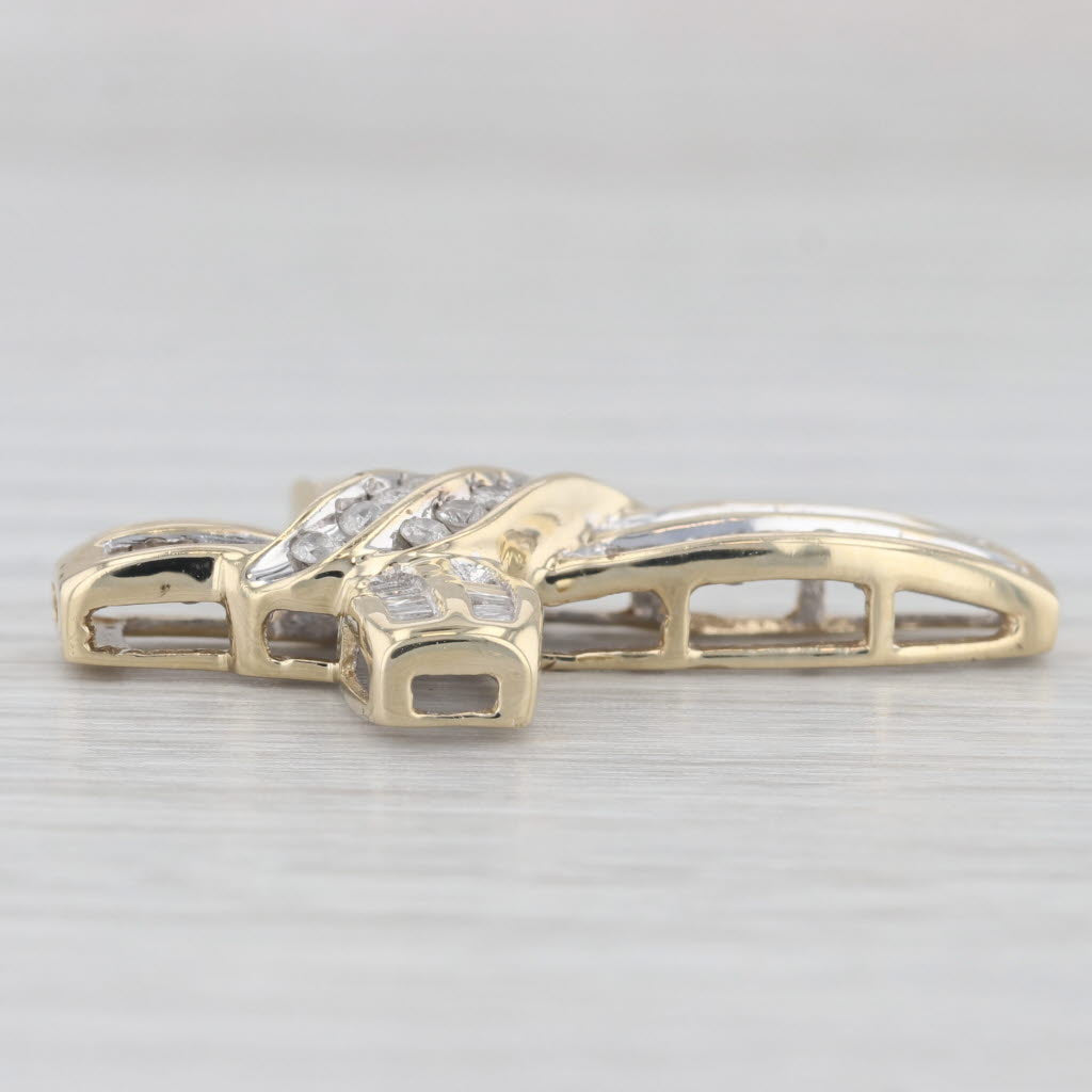 Light Gray 0.64ctw Diamond Cross Pendant 10k Yellow Gold