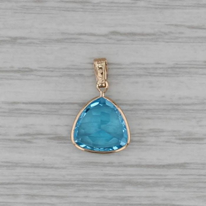3.50ct Trillion Solitaire Topaz Teardrop Pendant 14k Yellow Gold Drop