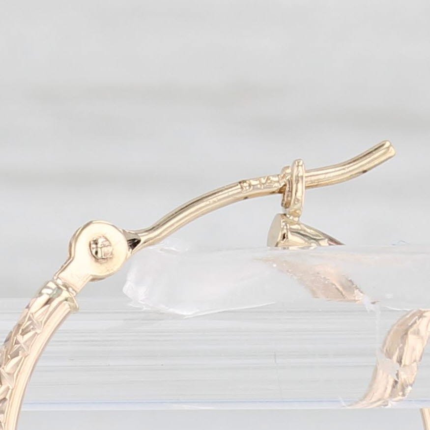 Light Gray Small Round Etched Hoop Earrings 14k Yellow Gold Snap Top Hoops