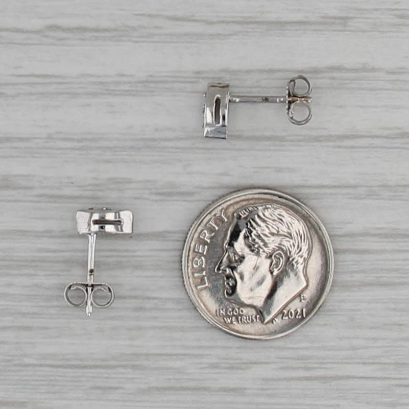 Round Diamond Solitaire Stud Earrings 14k White Gold Studs