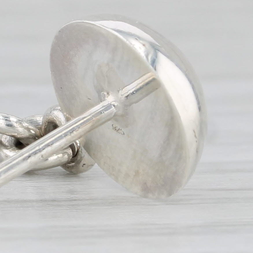 Gray Vintage Bead Dangle Earrings Sterling Silver Pierced Drops
