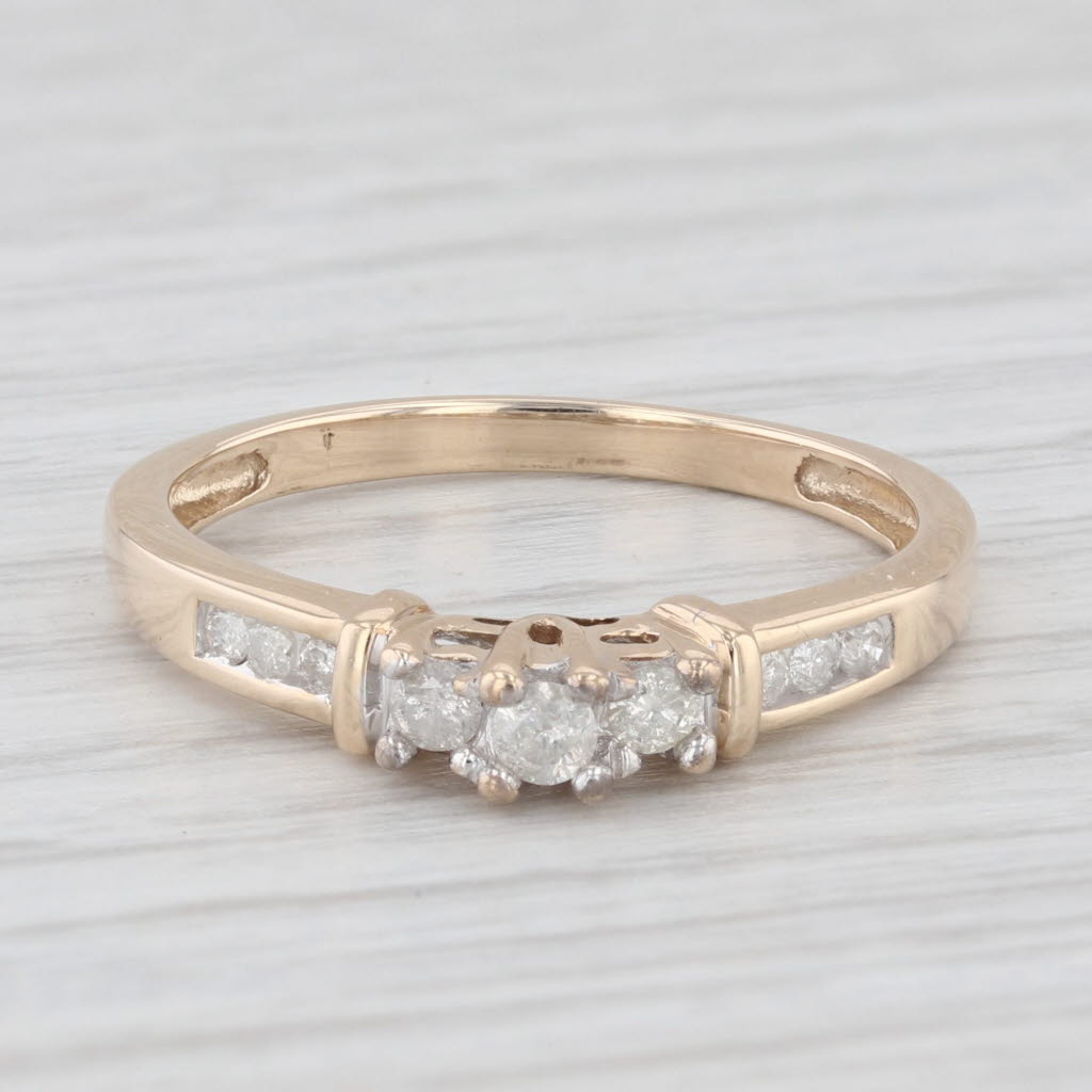 Light Gray 0.20ctw Diamond 3-Stone Engagement Ring 10k Yellow Gold Size 7.25 Stackable