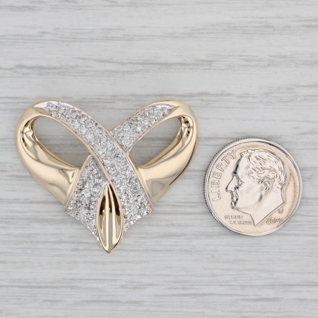 Gray 0.36ctw Diamond Heart Statement Pendant 14k Yellow Gold