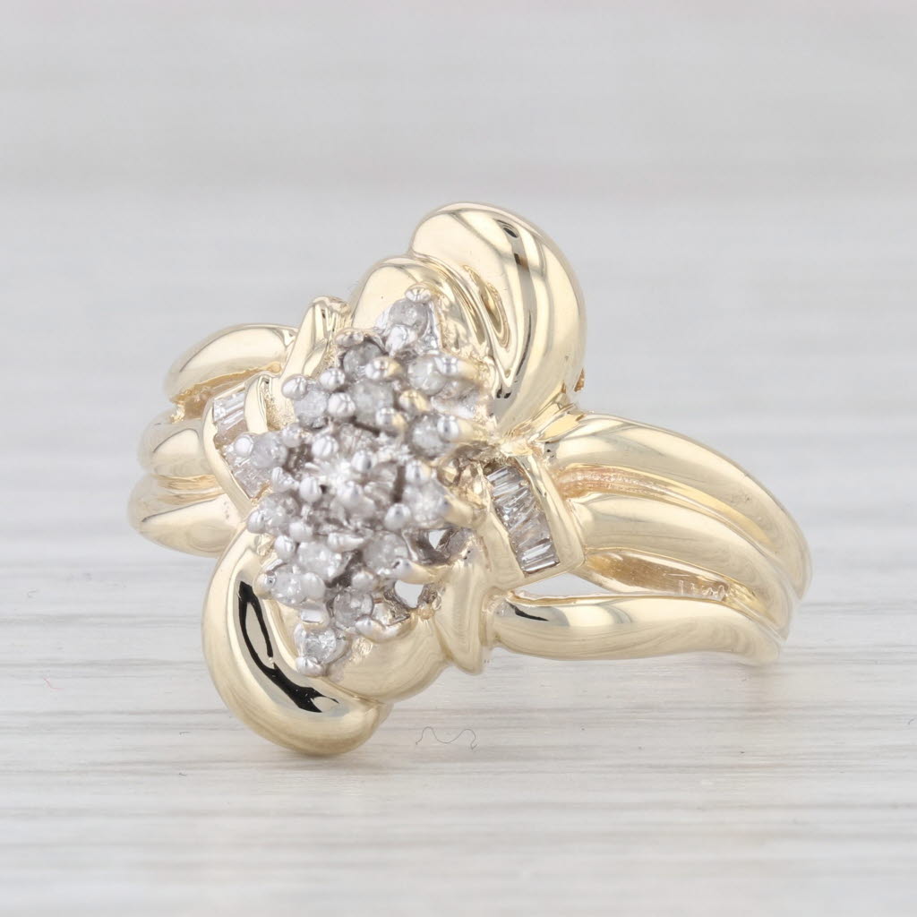 Light Gray 0.13ctw Diamond Cluster Ring 10k Yellow Gold Size 7.25