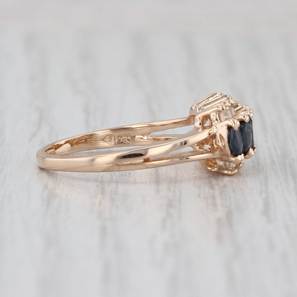 0.86ctw Blue Sapphire Diamond Ring 18k Yellow Gold Size 7