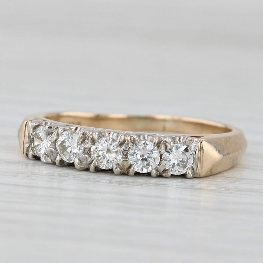Light Gray 0.50ctw Diamond Wedding Ring 14k Yellow Gold Size 7.25 Stackable Anniversary