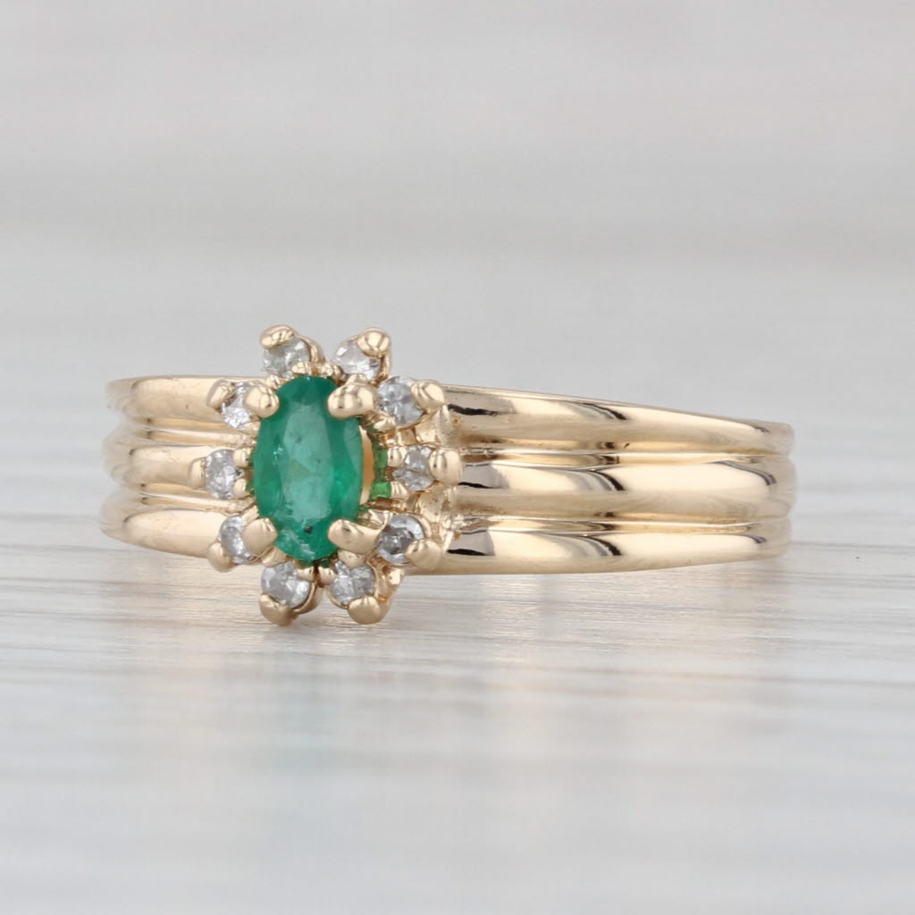 0.29ctw Emerald Diamond Halo Ring 14k Yellow Gold Size 7.5