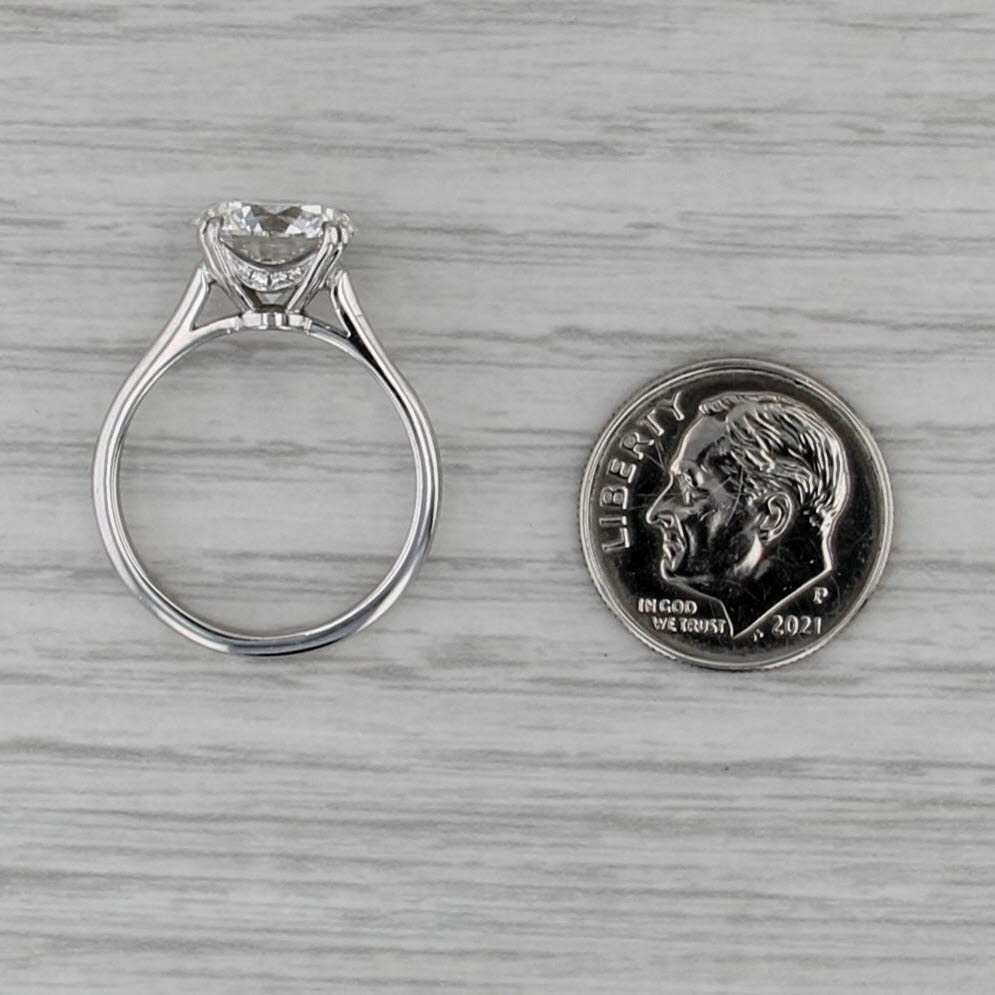IGI 3.11ctw Round Lab Grown Diamond Engagement Ring 900 Platinum Size 6.5