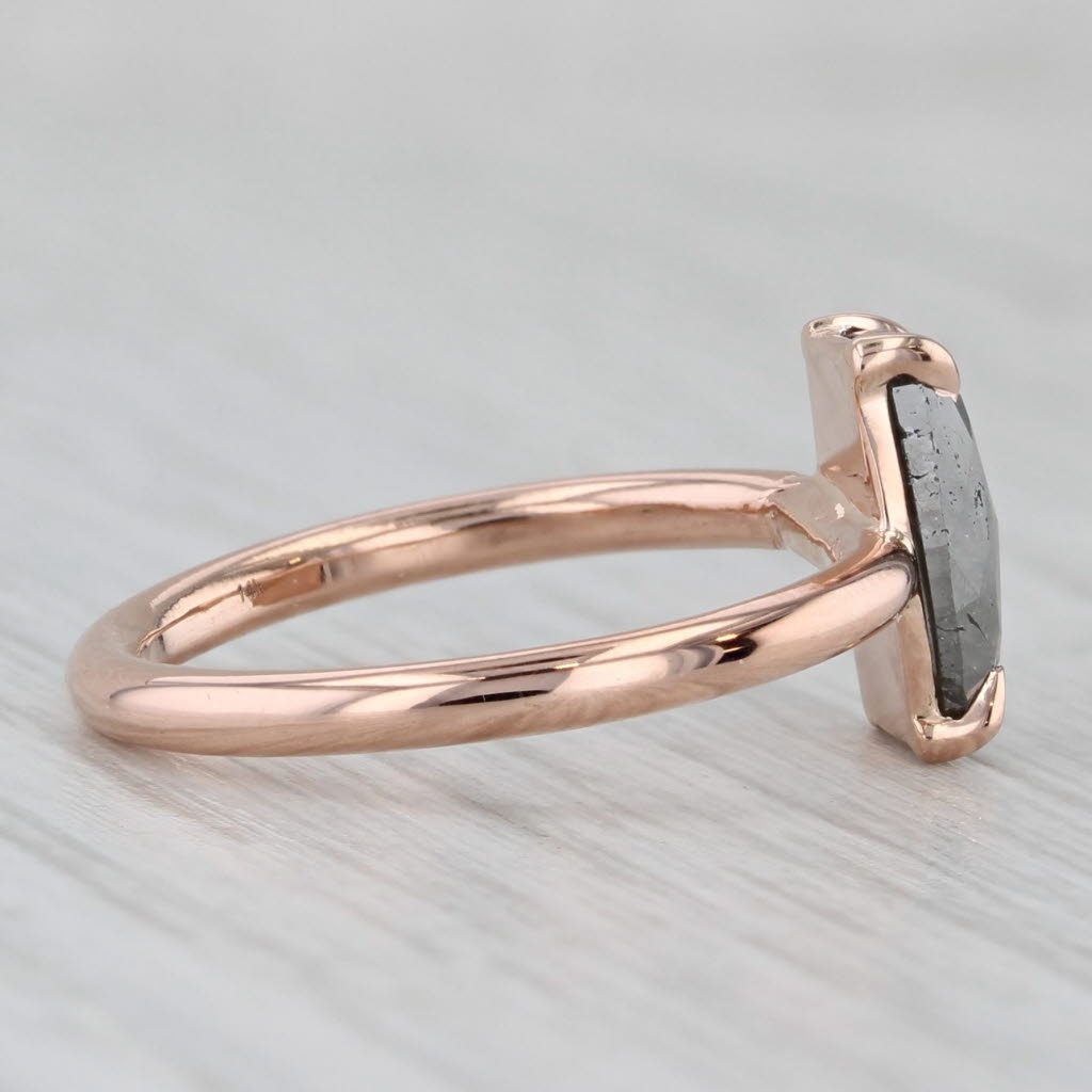 Gray New Custom 1.58ct Galaxy Diamond Solitaire Ring 14k Rose Gold Size 6 Rose Cut