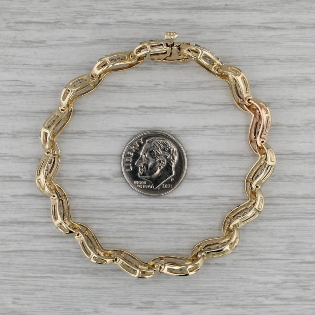 2.80ctw Diamond S-Link Bracelet 14k Yellow Gold 6.75" 8mm