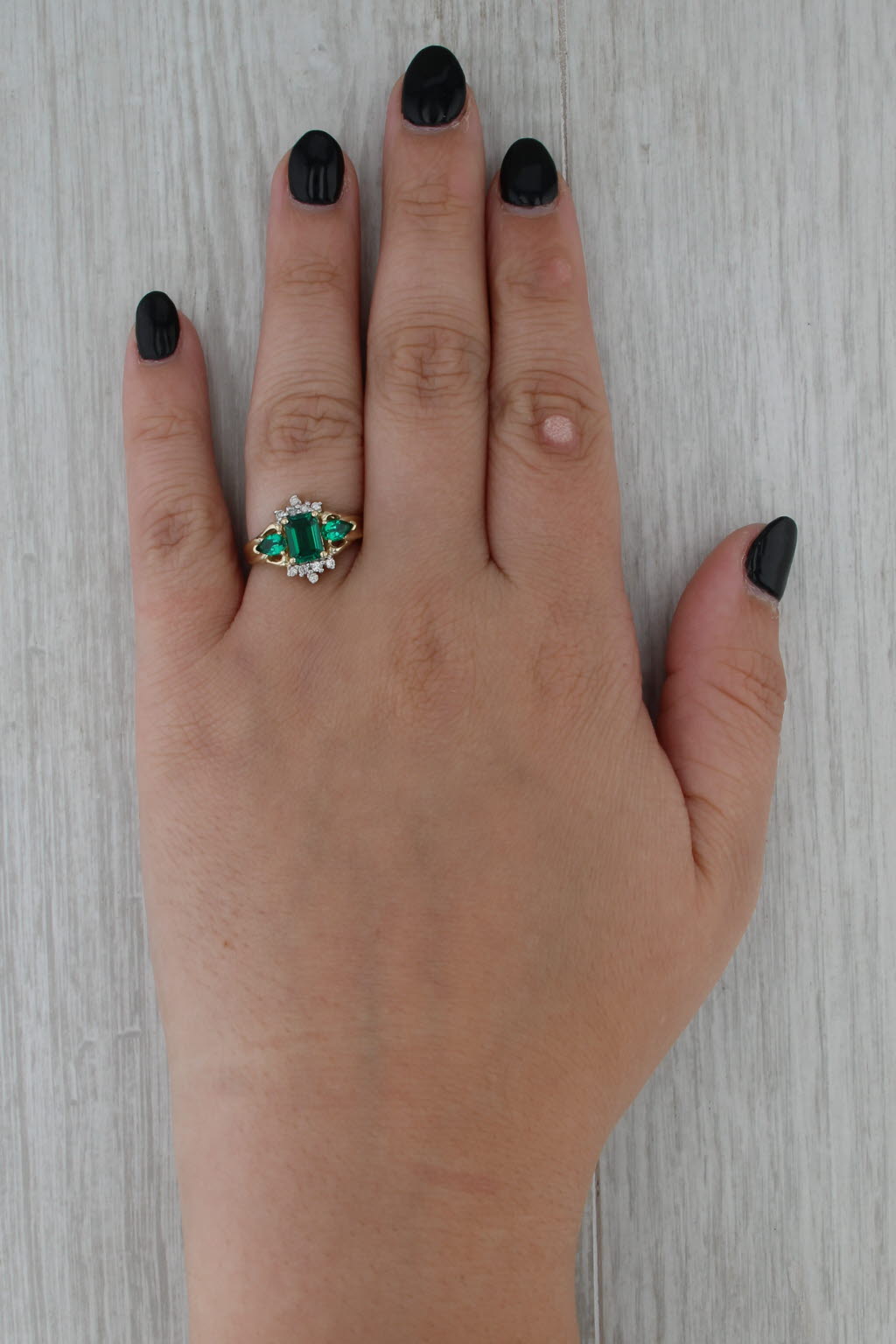 1.35ctw Lab Created Emerald Diamond Ring 14k Yellow Gold Size 7