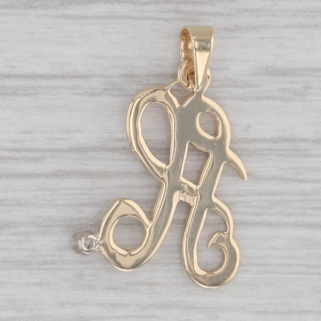 Gray Diamond Accented Letter Initial A Pendant 14k Yellow Gold