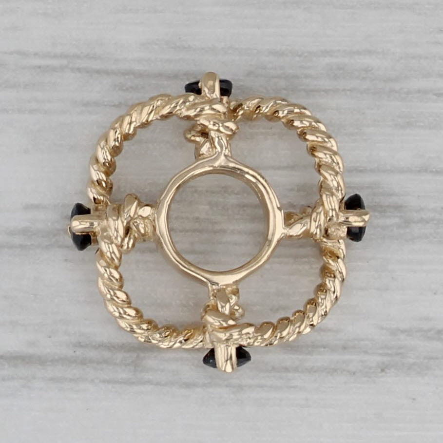 Dark Gray Small Blue Sapphire Flower Twist Bead Spacer Charm 14k Yellow Gold Rondel