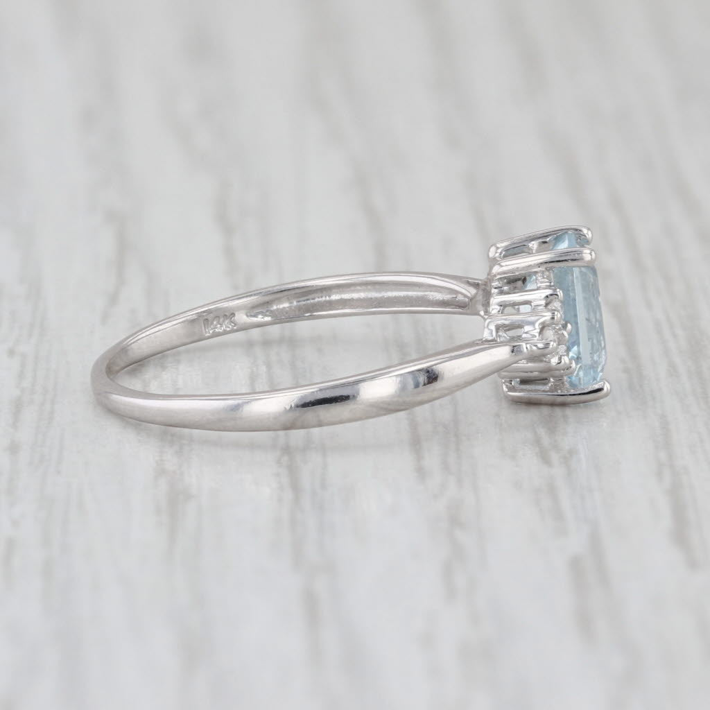 1.07ctw Aquamarine Diamond Engagement Ring 14k White Gold Size 9-9.25