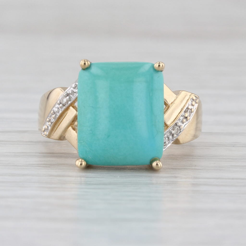 Le Vian Turquoise Diamond Ring 14k Yellow Gold Size 5.5