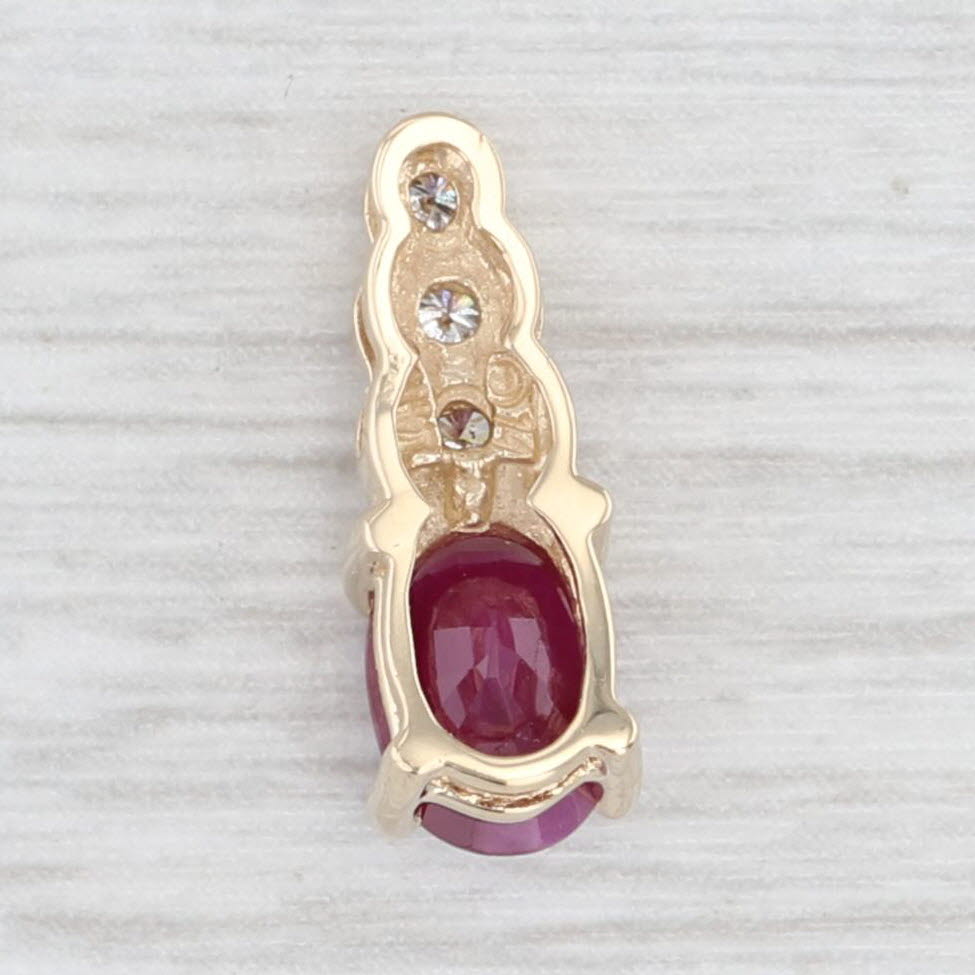 Light Gray 1.05ctw Ruby Diamond Small Drop Pendant 14k Yellow Gold