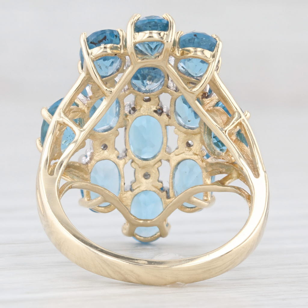 Light Gray 6.75ctw Blue Topaz Diamond Cluster Ring 14k Yellow Gold Size 6.5 Cocktail