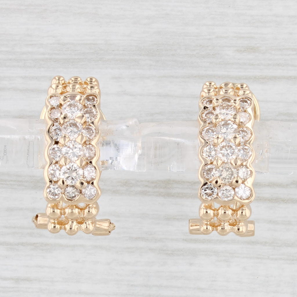 Light Gray 1.20ctw Diamond Cluster Drop Earrings 14k Yellow Gold Town & Country