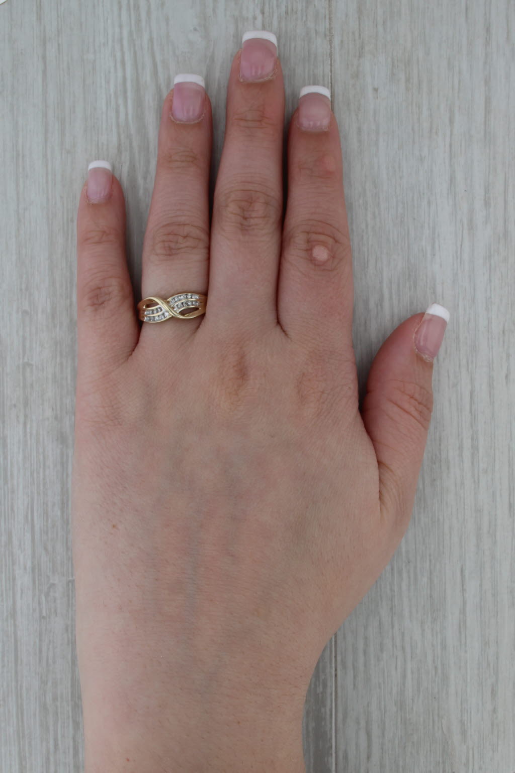 0.10ctw Diamond Overlay Ring 10k Yellow Gold Size 7 Wedding Band