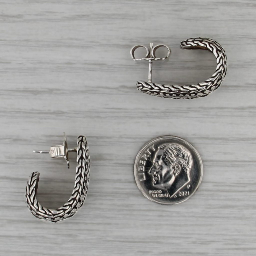 John Hardy Dot J-Hook Earrings Sterling Silver Drops