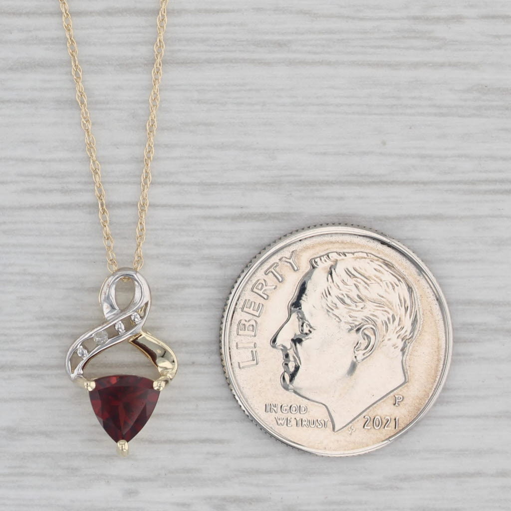 Gray 0.60ct Garnet Pendant Necklace 10k Yellow Gold 17.5" Rope Chain