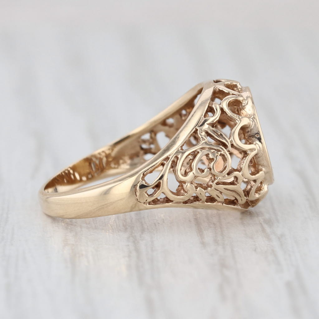 Chinese Panda Coin Copy Ring 10k Yellow Gold Size 6 Signet