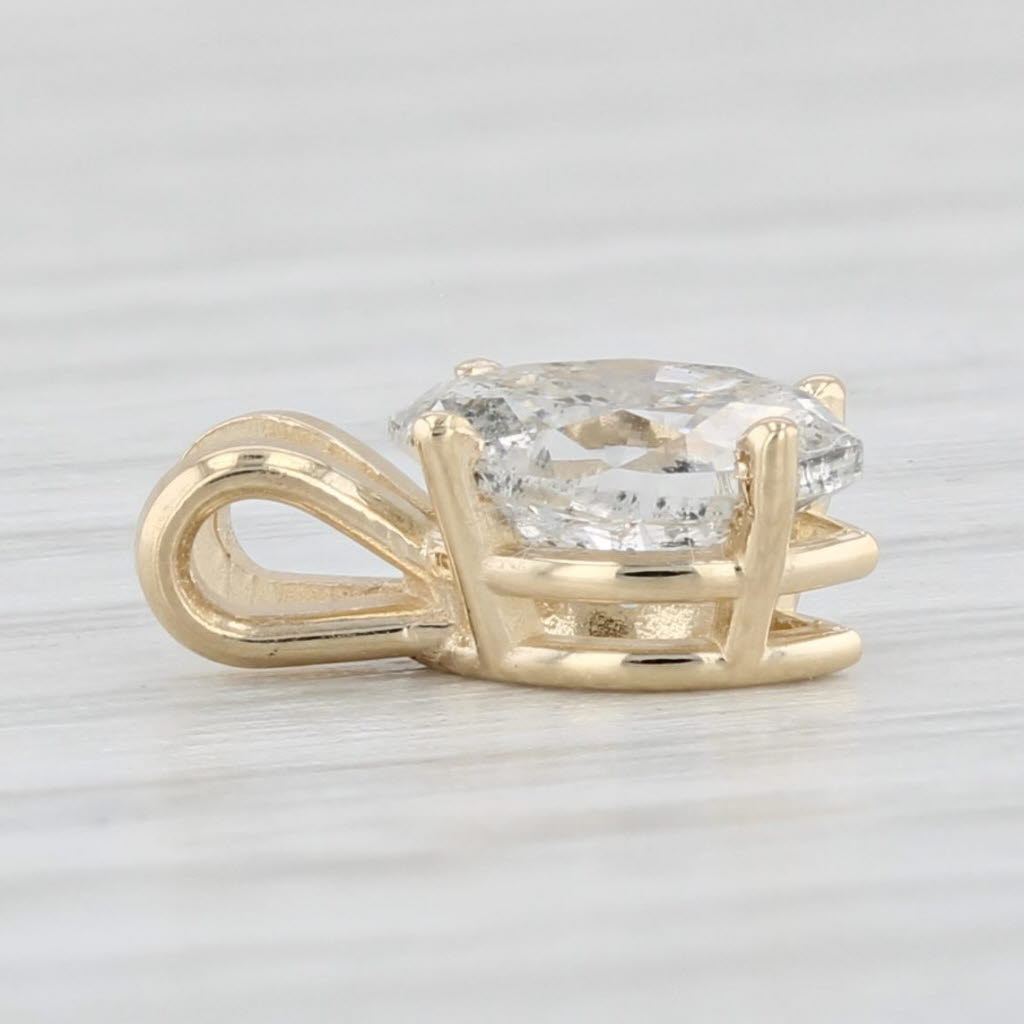 Light Gray 0.69ct Marquise Diamond Solitaire Pendant 14k Yellow Gold Small Drop