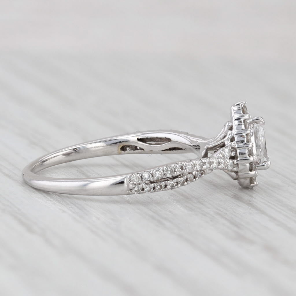 Light Gray 0.48ctw Pear Diamond Halo Engagement Ring 14k White Gold Size 6