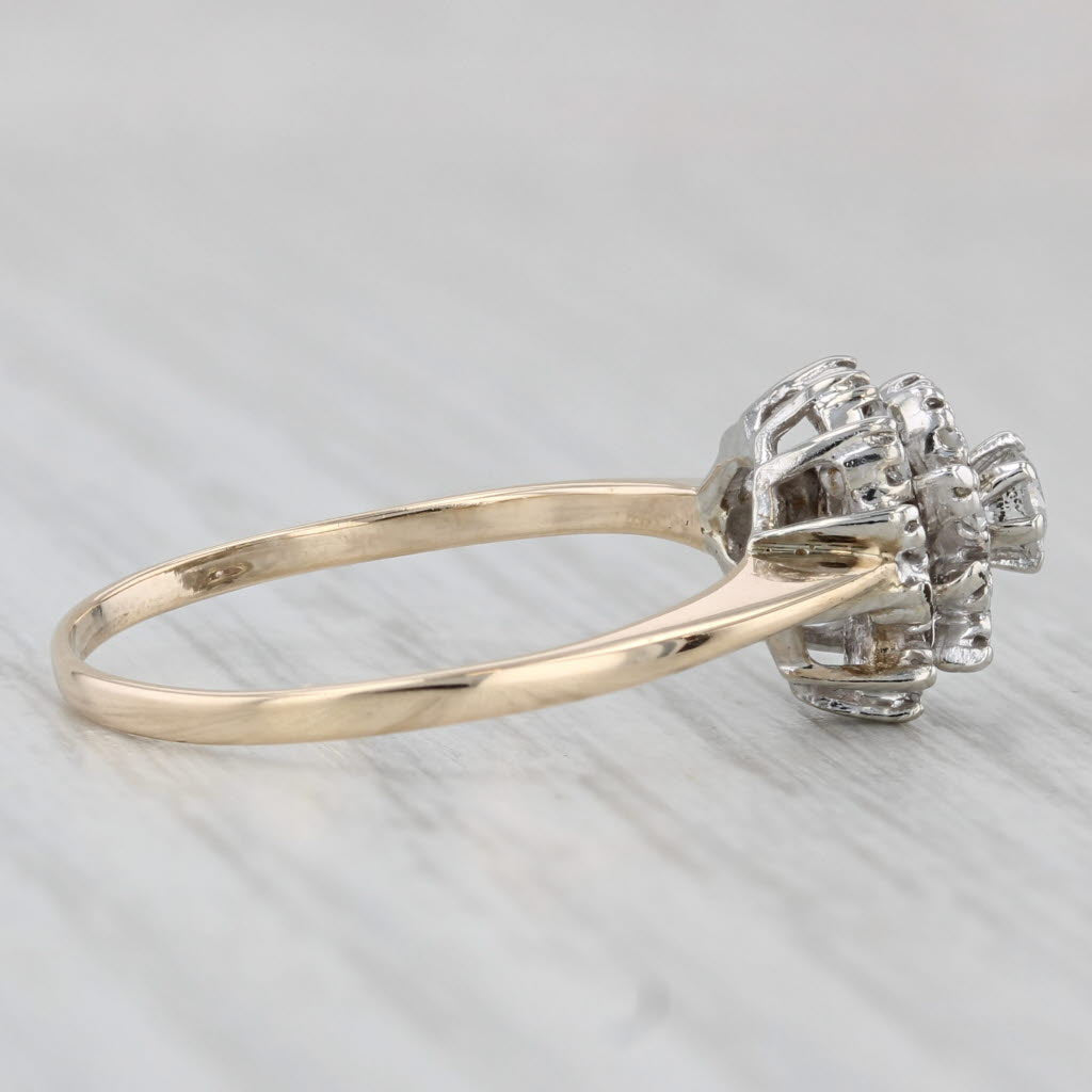 Light Gray 0.18ctw Diamond Cluster Ring 10k White Yellow Gold Engagement Size 9.25