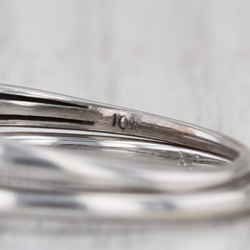 0.58ctw Diamond Halo Engagement Ring wedding Band Set 10k White Gold Size 7.5