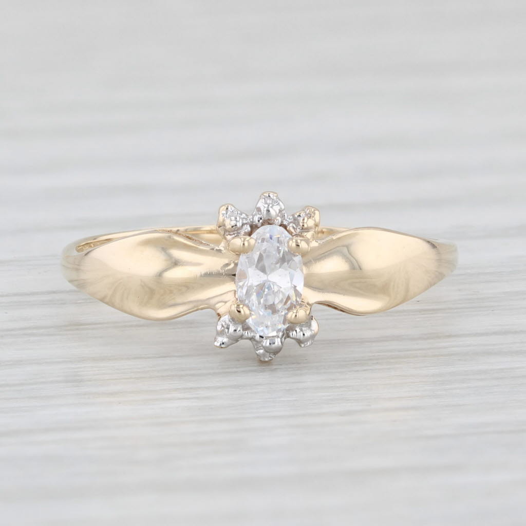 Light Gray 0.20ctw Cubic Zirconia Oval Solitaire Ring 10k Yellow Gold Size 6.25 Engagement