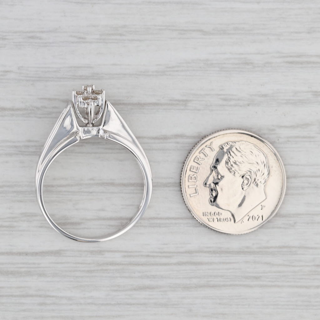 Light Gray 0.24ctw Diamond Cluster Engagement Ring 10k White Gold Size 6.5 Cathedral Band