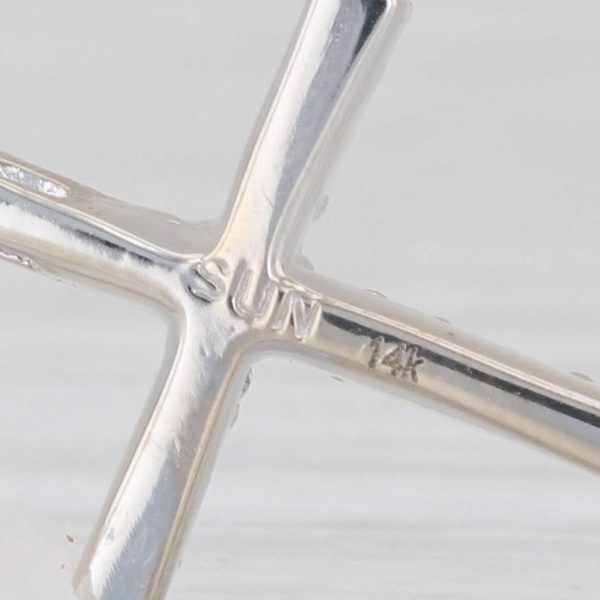 Light Gray 0.36ctw Pave Diamond Cross Pendant 14k White Gold