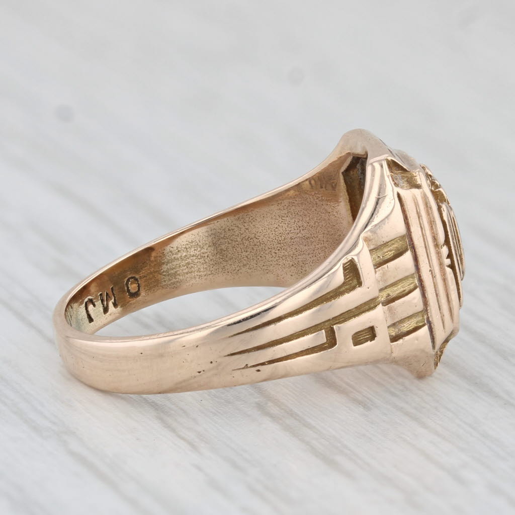 Light Gray Vintage Class Ring 1934 Signet 10k Yellow Gold Size 6.5