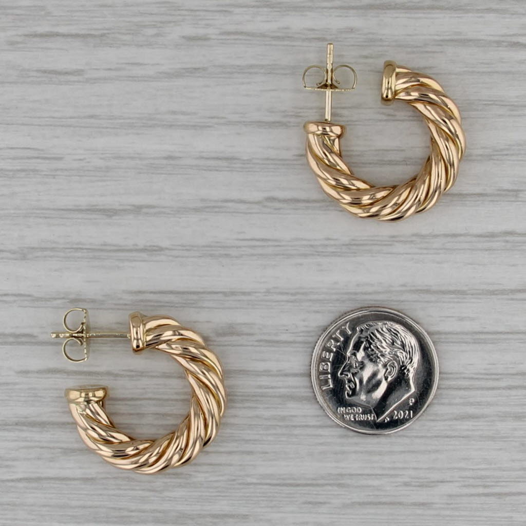 David Yurman Cable Hoop Earrings 18k Yellow Gold Twist Round Hoops