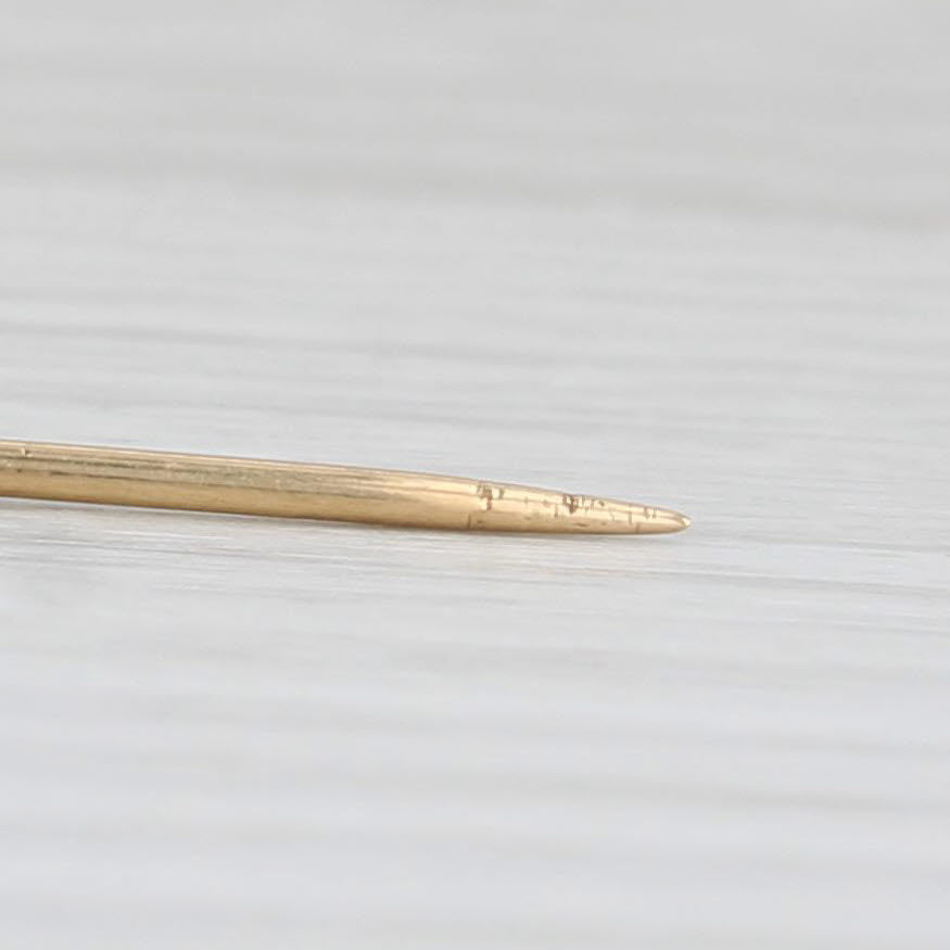 Light Gray Antique Diamond Seed Pearl Stickpin 14k Yellow Gold