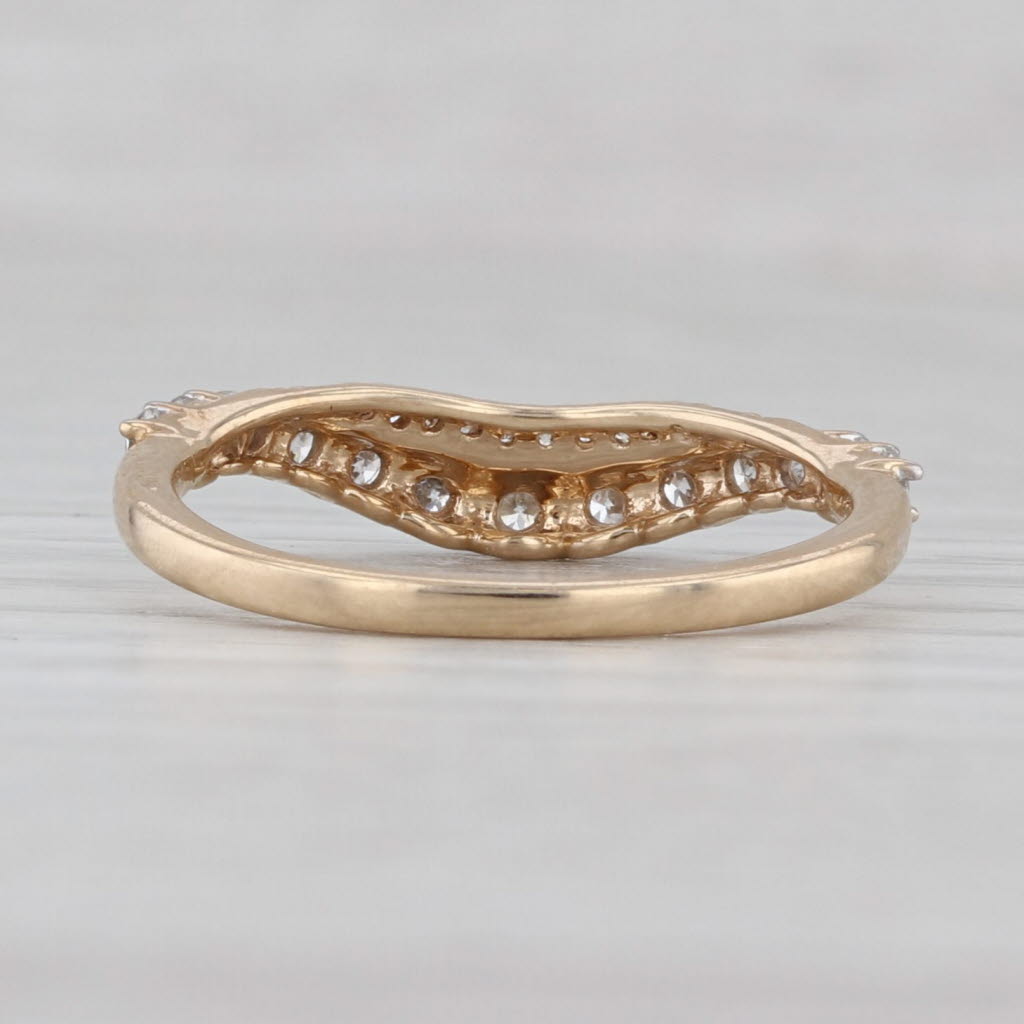 Gray Contoured Diamond Ring 10k Yellow Gold Size 7 Wedding Anniversary Band Stackable