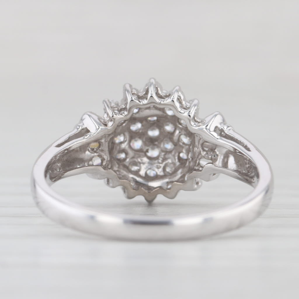0.65ctw Cubic Zirconia Cluster Ring 14k White Gold Size 9.25 Engagement