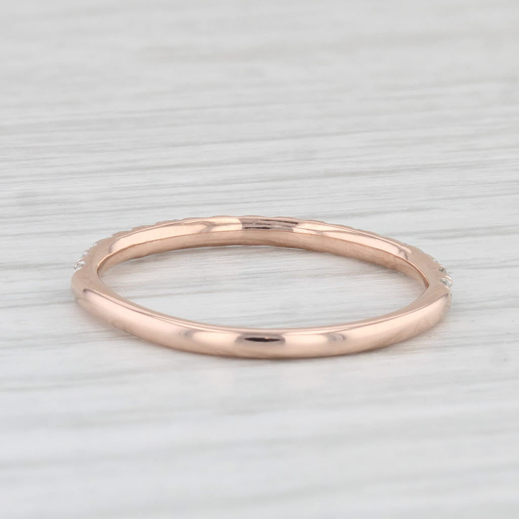 Light Gray 0.20ctw Diamond Wedding Band 14k Rose Gold Stackable Ring Size 6.75