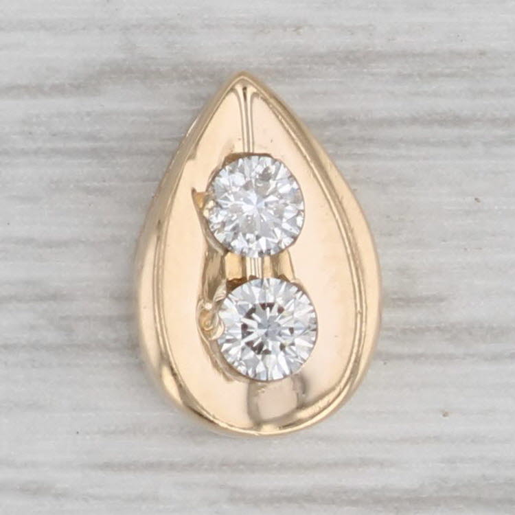 Gray 0.20ctw Diamond Teardrop Pendant 14k Yellow Gold Small Floating Drop
