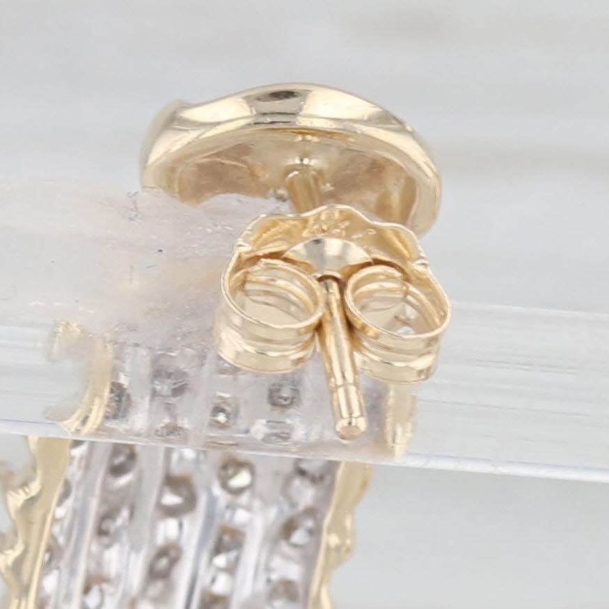 Light Gray 0.30ctw Diamond Cluster J-Hook Earrings 10k Yellow Gold Pierced Drops