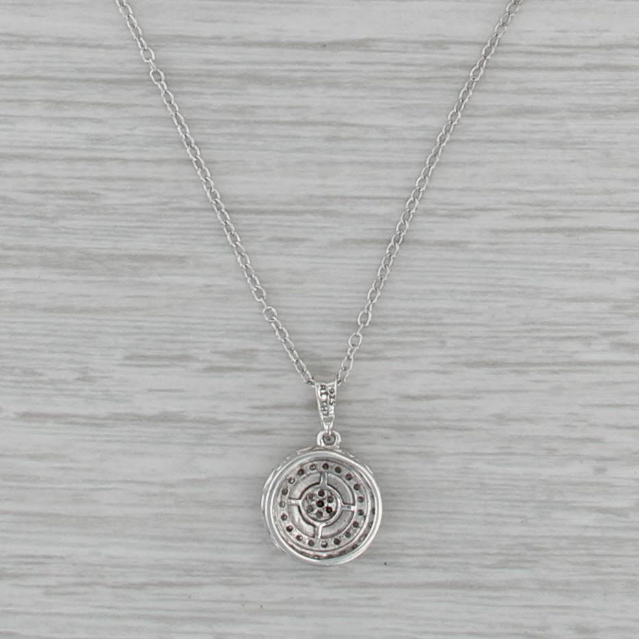 0.20ctw Diamond Halo Pendant Necklace Sterling Silver 18.25" Cable Chain