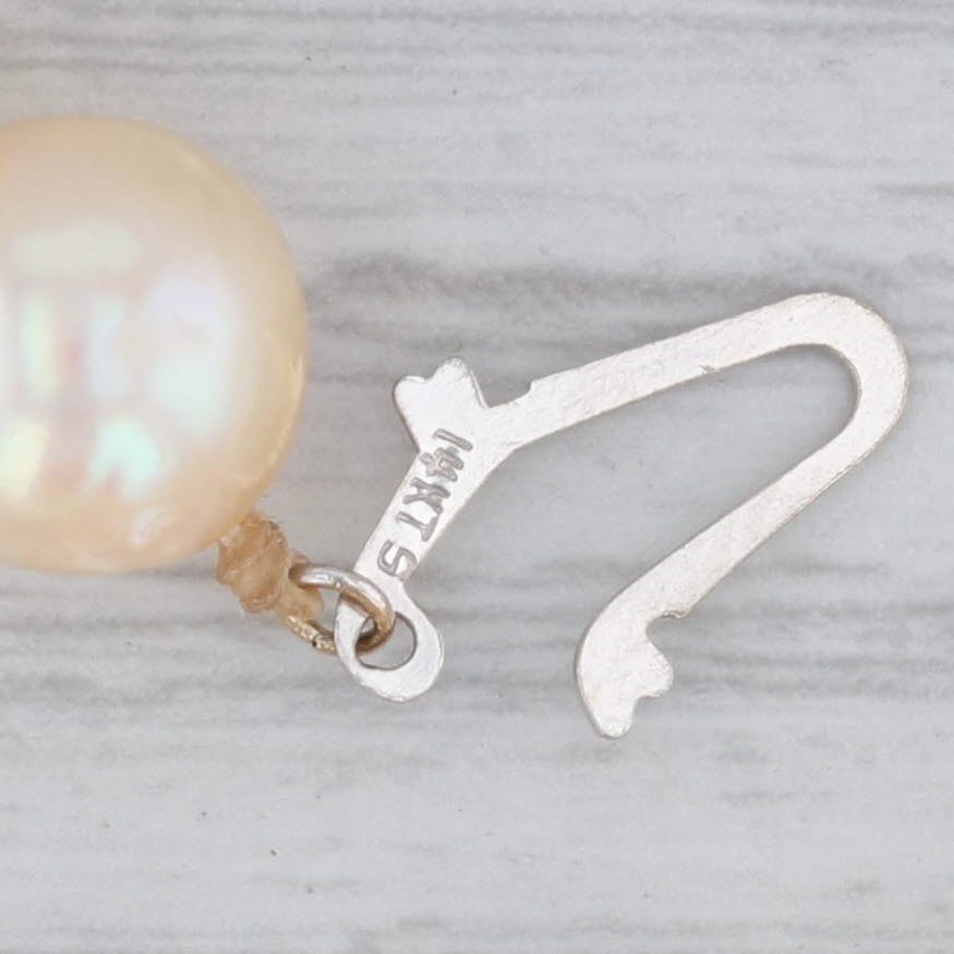 Gray Vintage Cultured Pearl Bead Strand Necklace 10k Gold 17"