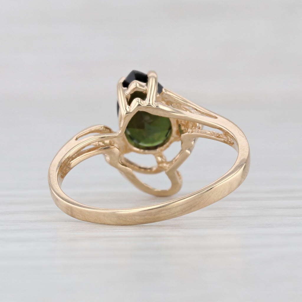 1.52ctw Green Tourmaline Diamond Bypass Ring 14k Yellow Gold Size 7.25