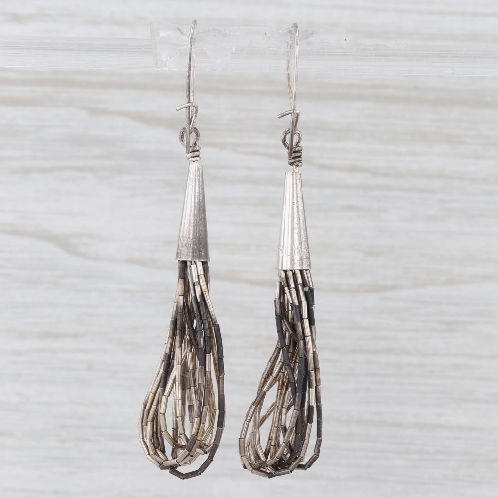 Vintage Liquid Silver Dangle Earrings Sterling Silver Hook Posts