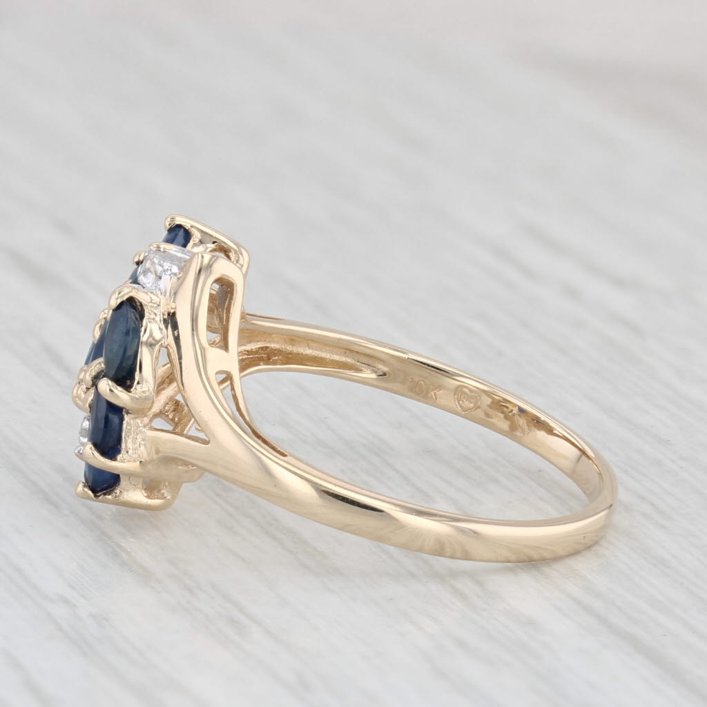 Light Gray 0.82ctw Blue Sapphire Diamond Ring 10k Yellow Gold Size 7