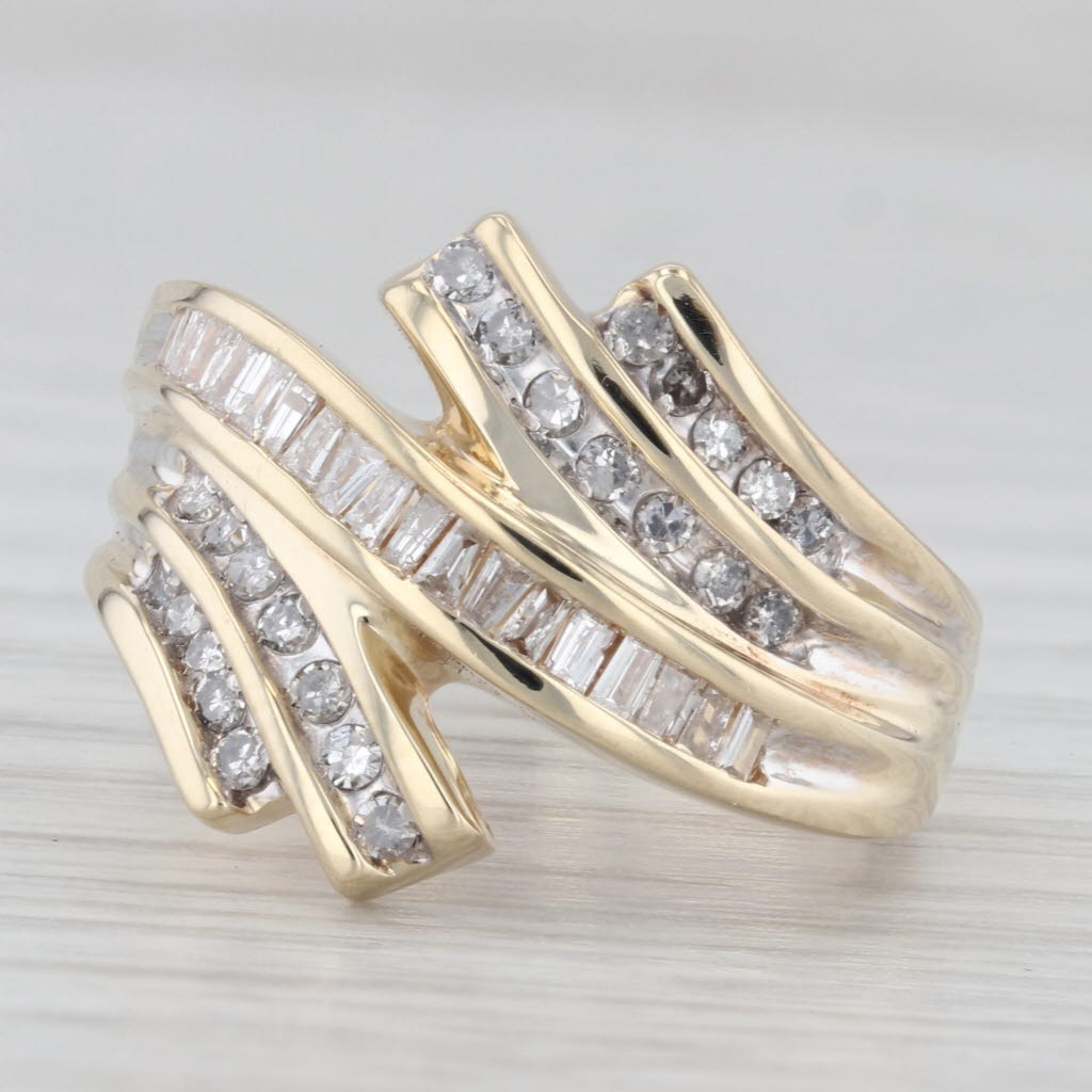 Light Gray 0.47ctw Diamond Bypass Ring 10k Yellow Gold Size 6