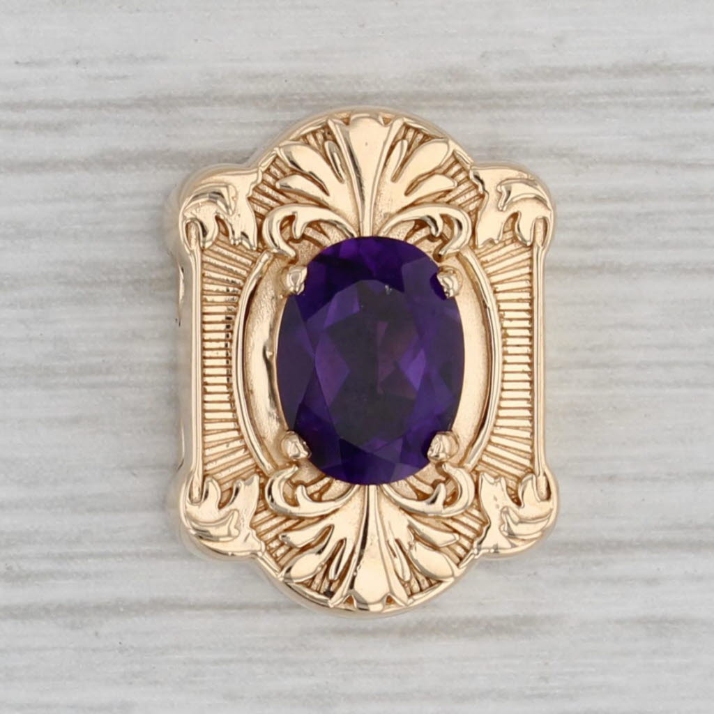 Gray 1.13ct Amethyst Slide Bracelet Charm 14k Yellow Gold Vintage Daffer